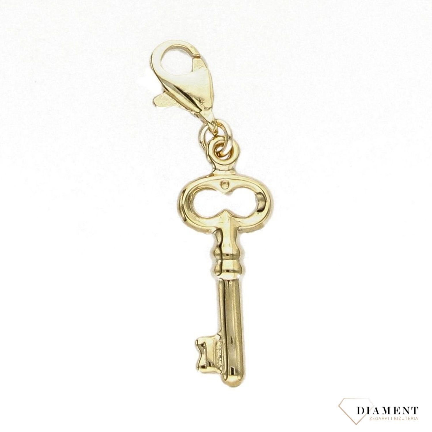 Złota zawieszka charms na bransoletkę 333 klucz.jpg